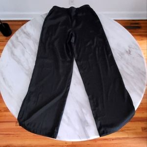 Black satin wide leg pants